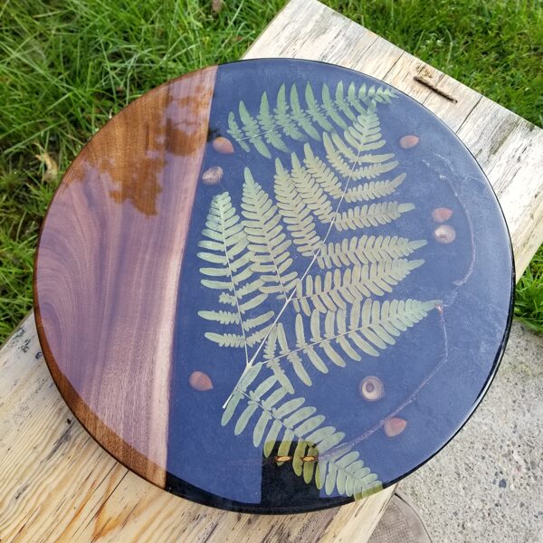 Walnut and Minnesota ferns lazy susan/turntable