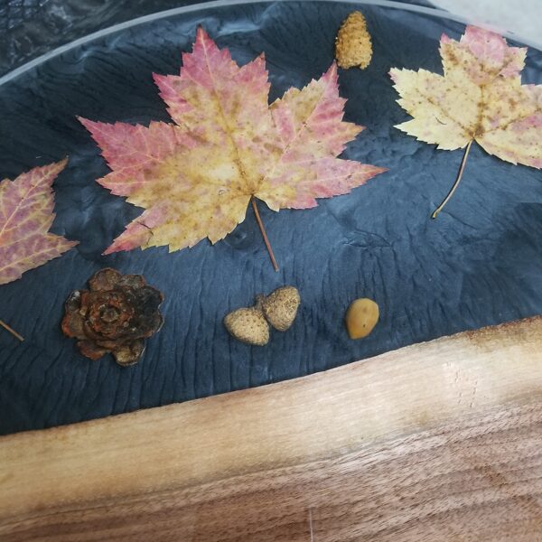 Walnut and maple leaf lazy susan turntable