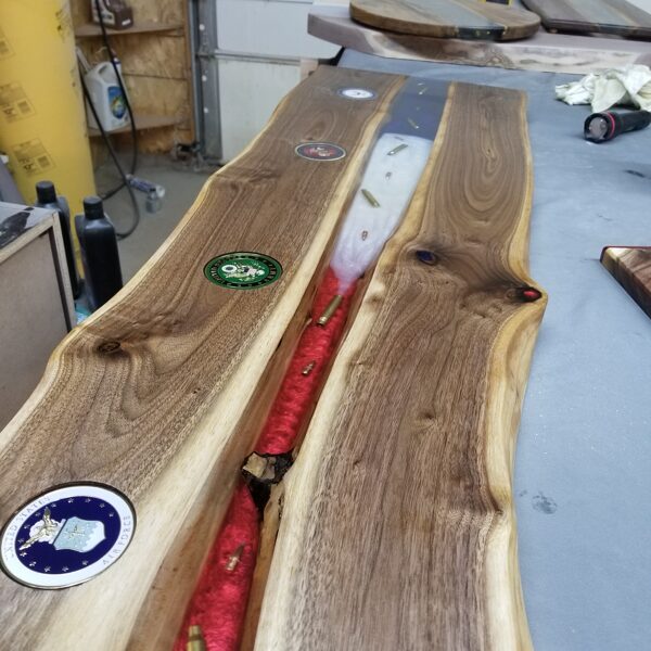 Walnut armed forces bench